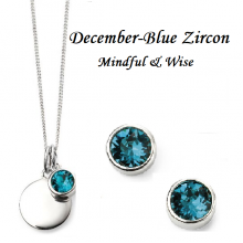 Dec Birthstone Blue  SWAROVSKI pendant and earrings, engravable  set